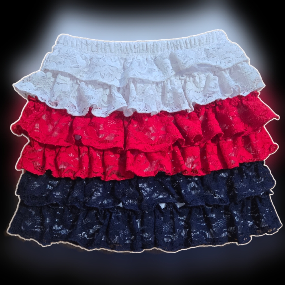 5T Patriotic Lace Layered Ruffle Skirt